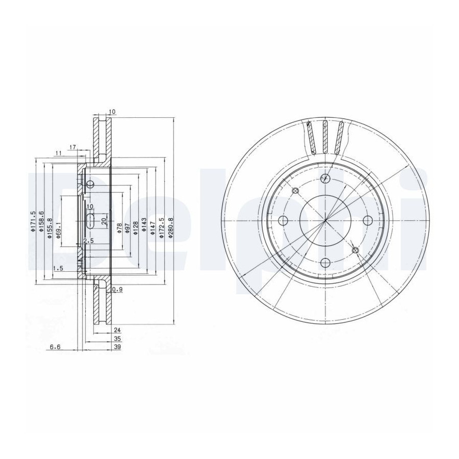 Delphi Disque De Frein Bg3501c Mitsubishi;Volvo