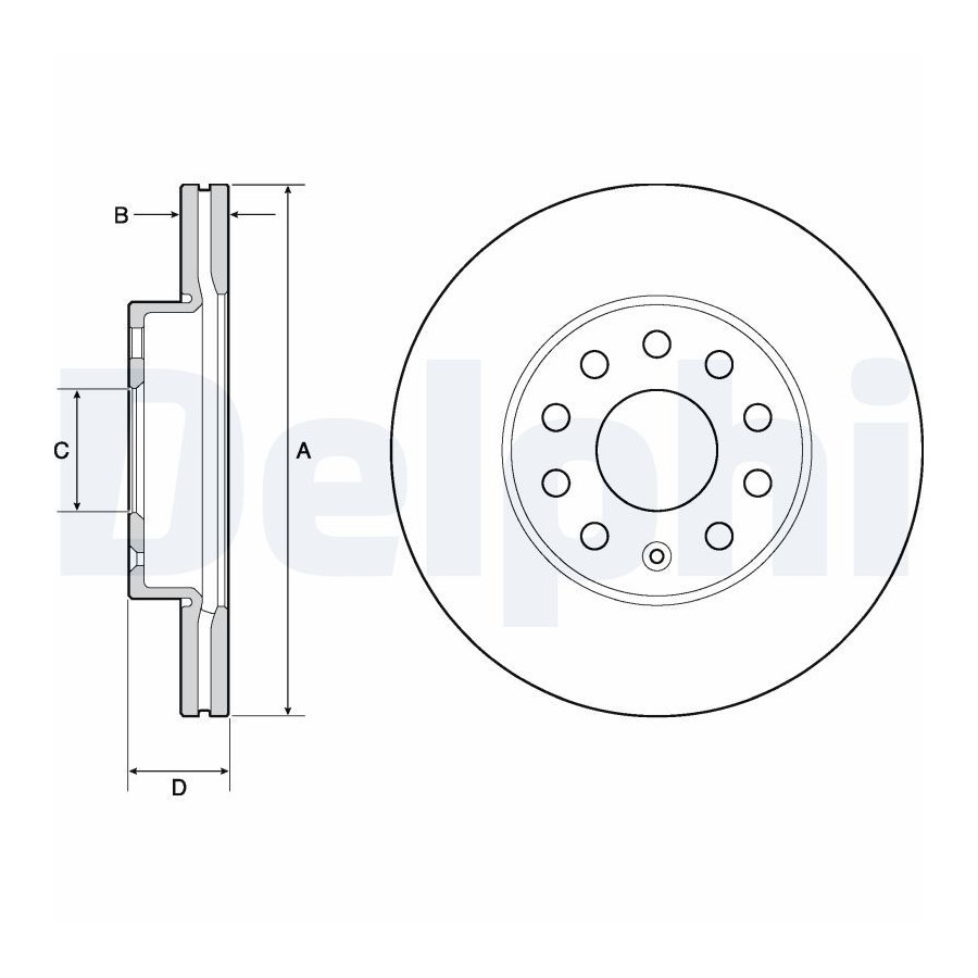 Delphi Disque De Frein Bg4701c Audi;Seat;Skoda;Volkswagen