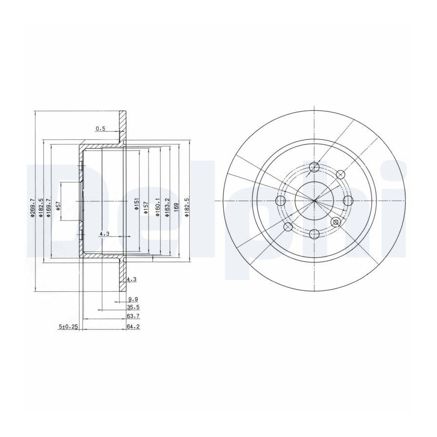 Delphi Disque De Frein Bg3141 Opel;Vauxhall