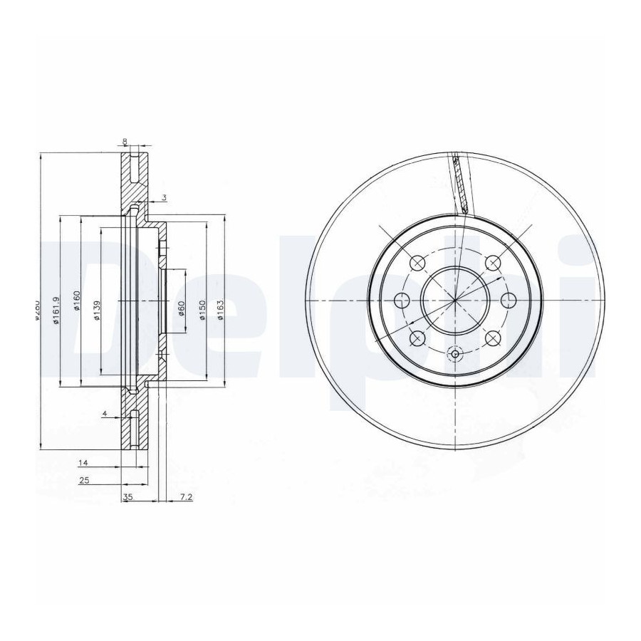 Delphi Disque De Frein Bg3989 Opel;Vauxhall