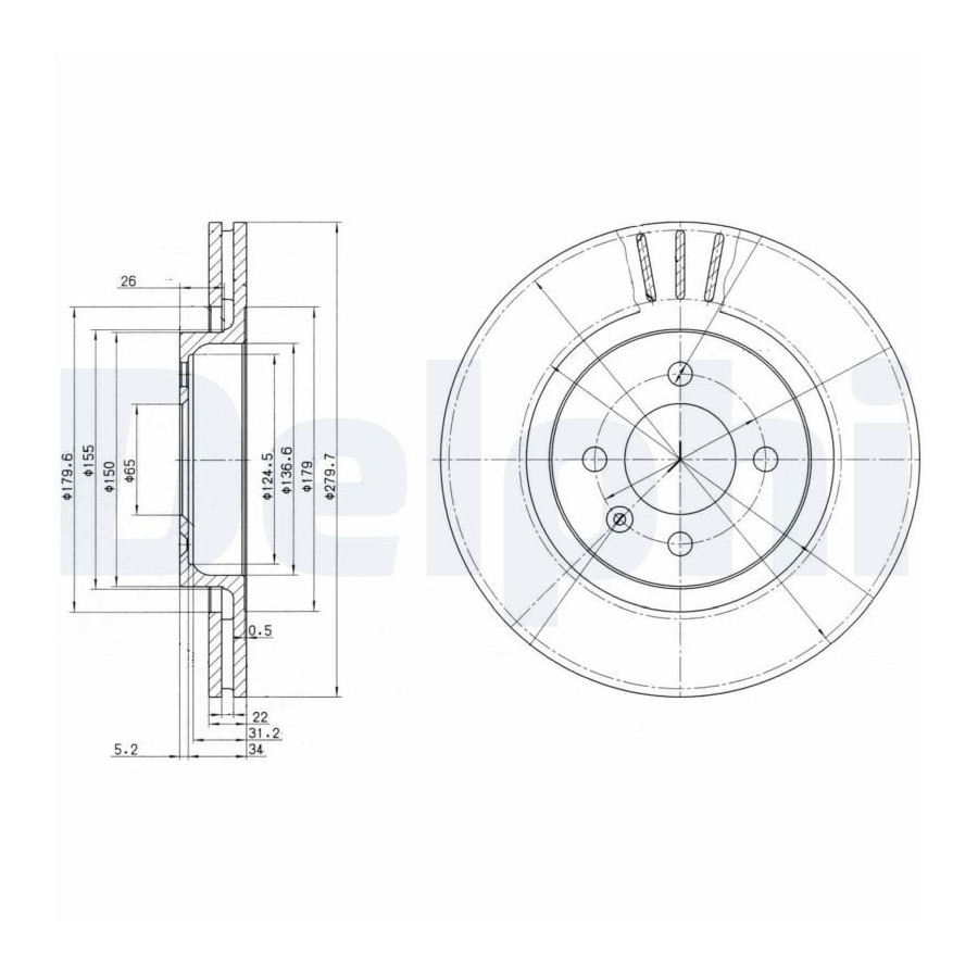 Delphi Disque De Frein Bg2712 Seat;Volkswagen