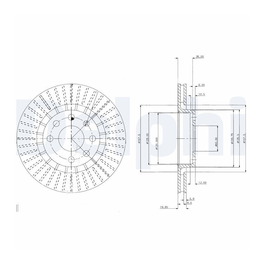 Delphi Disque De Frein Bg2636 Opel;Vauxhall