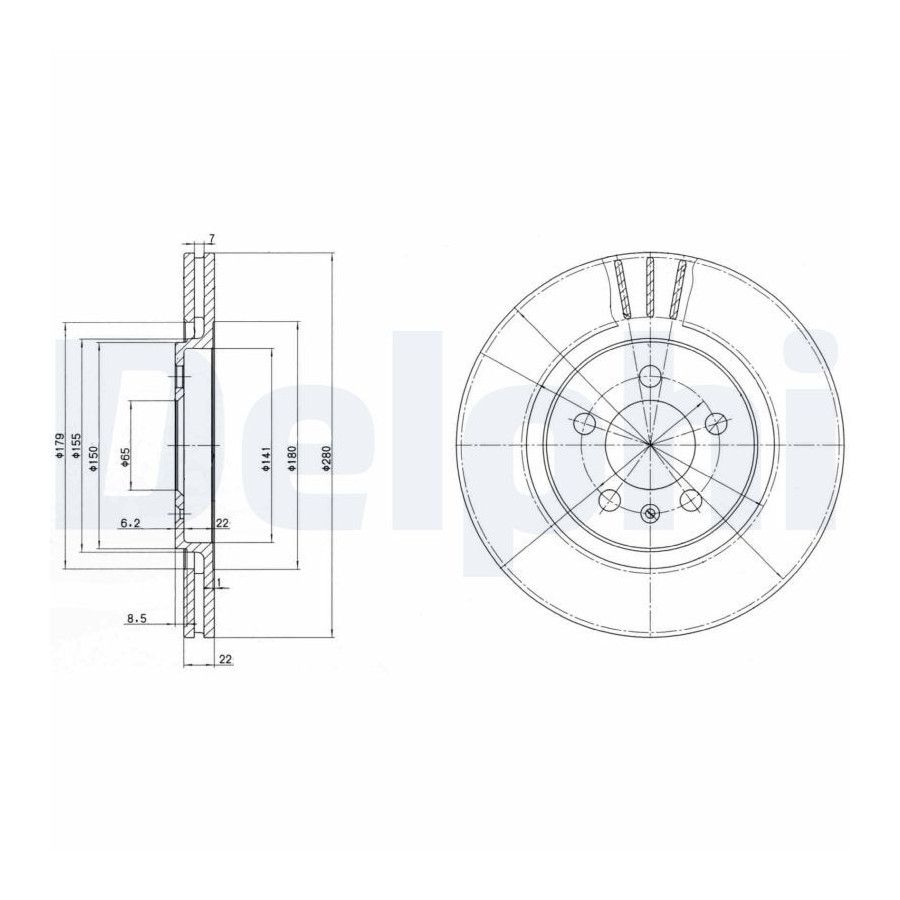 Delphi Disque De Frein Bg2713 Seat;Volkswagen