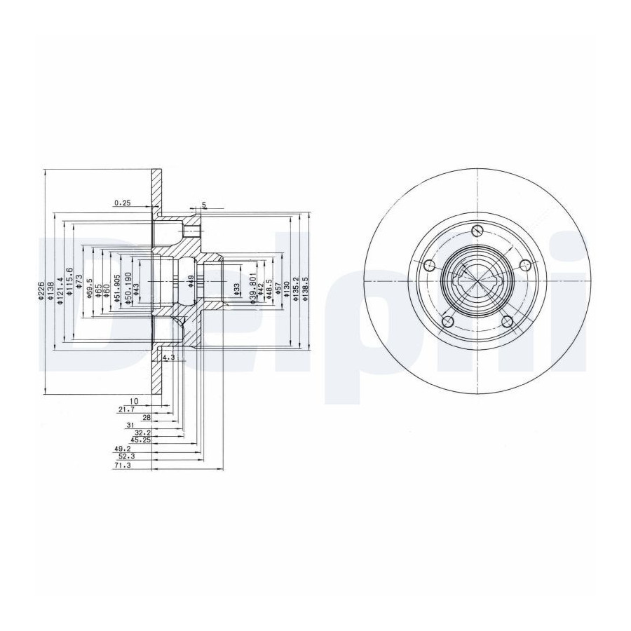 Delphi Disque De Frein Bg2714 Seat;Volkswagen