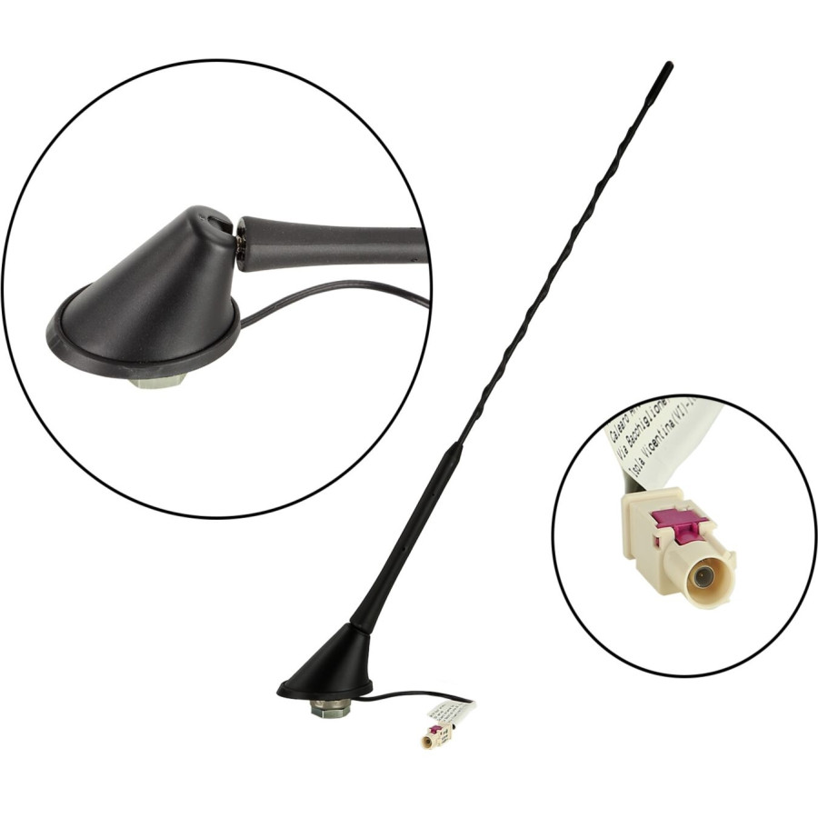 Antenne de toit AM/FM inclinaison de tige 60° 12V Antivol Phantom