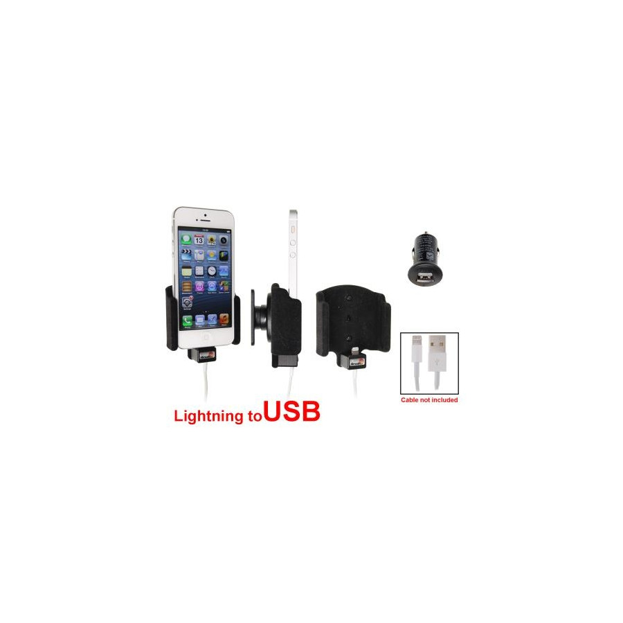 Support passif Apple iPhone 5 / SE. Câble Lightning d'origine avec prise Belkin USB 12/24V