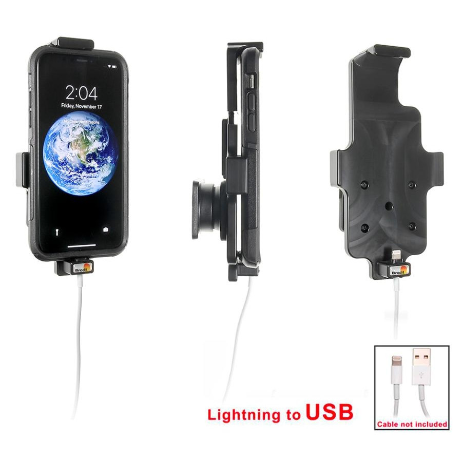 Support passif Apple iPhone X / XS. Câble Lightning vers USB d'origine Apple (avec skin)