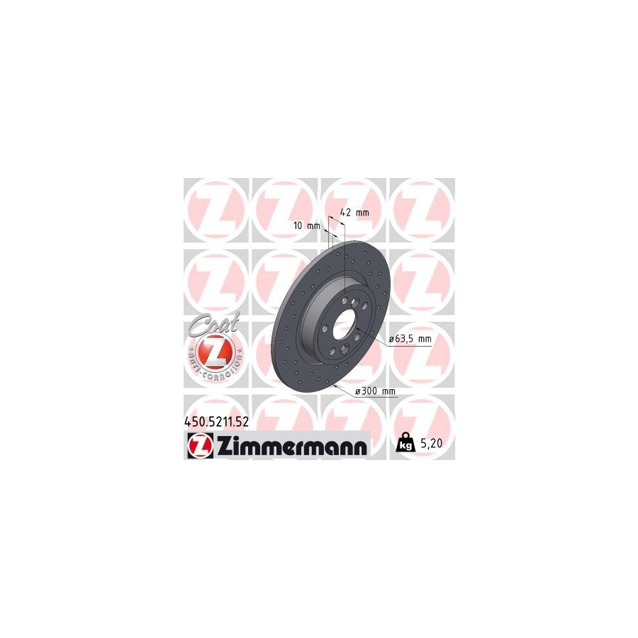 Zimmermann Disque De Frein 450.5211.52 Jaguar;Land Rover