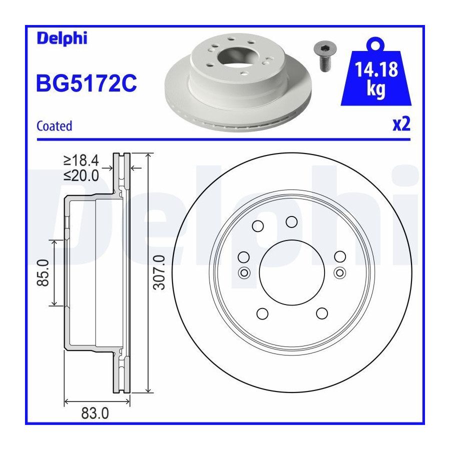Delphi Disque De Frein Bg5172c Ssangyong
