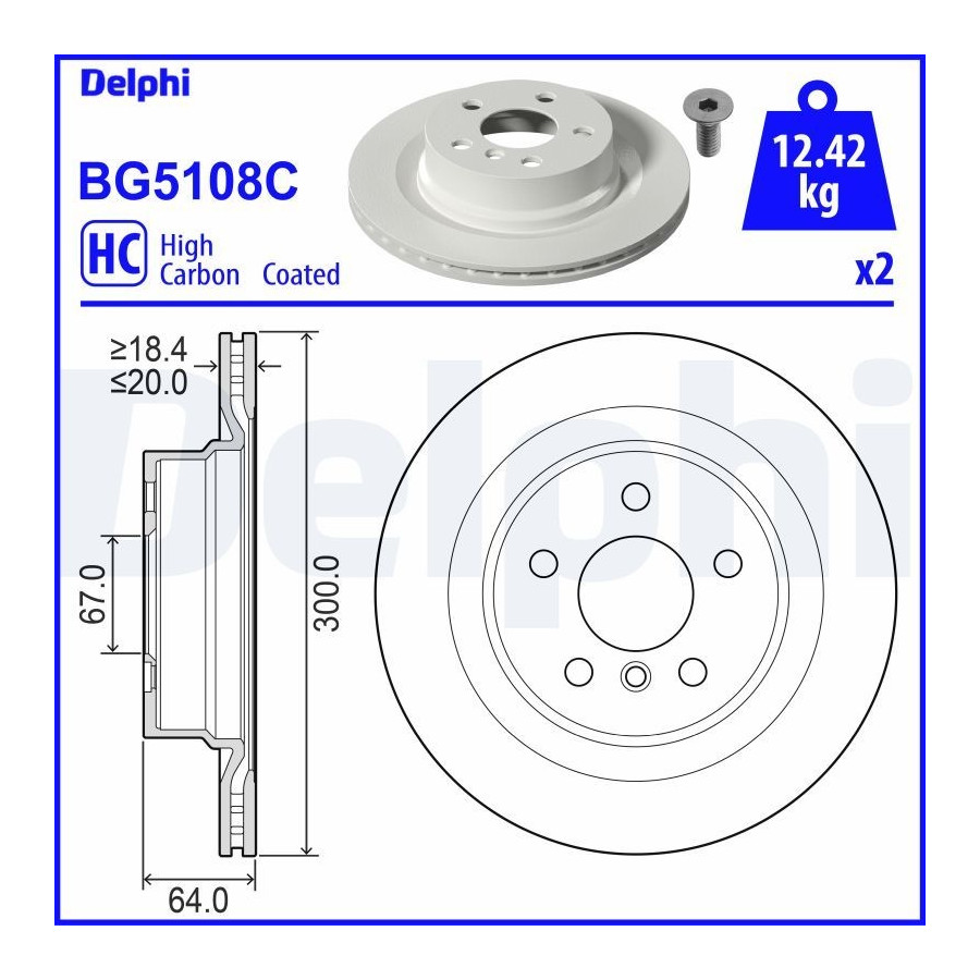 Delphi Disque De Frein Bg5108c Bmw