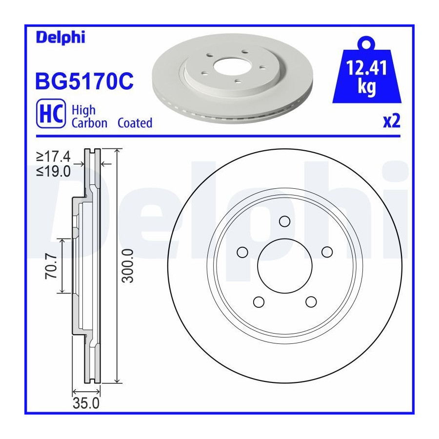 Delphi Disque De Frein Bg5170c Ford Usa
