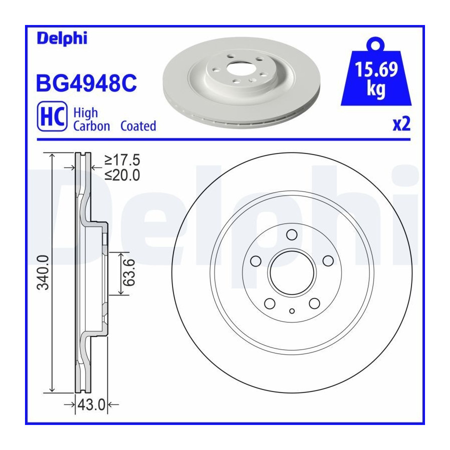 Delphi Disque De Frein Bg4948c Polestar;Volvo