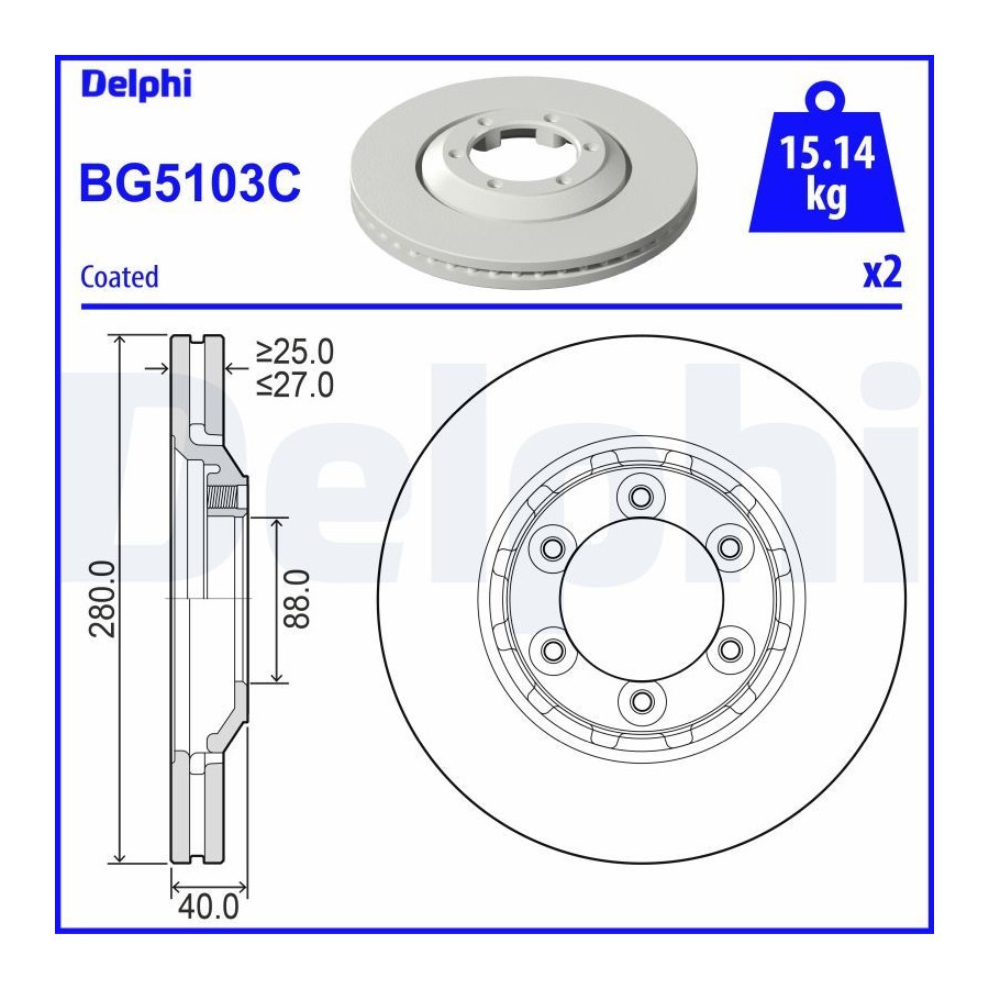 Delphi Disque De Frein Bg5103c Isuzu
