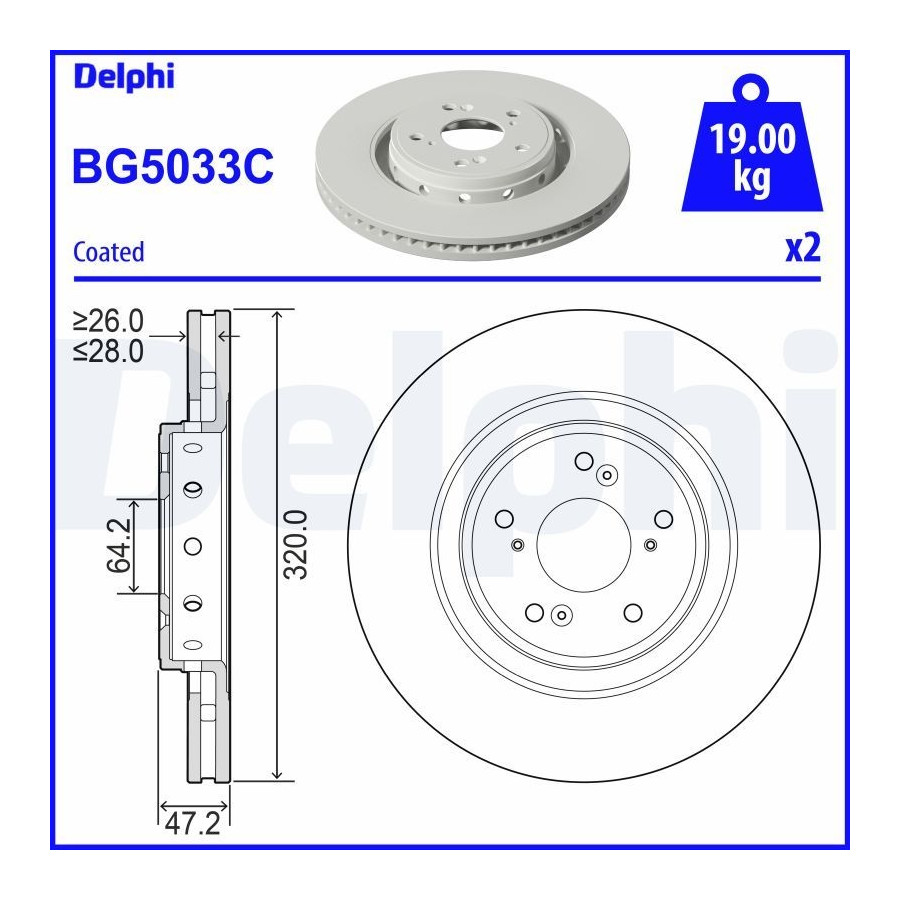 Delphi Disque De Frein Bg5033c Honda