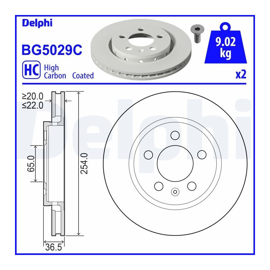Delphi Disque De Frein Bg5029c Volkswagen