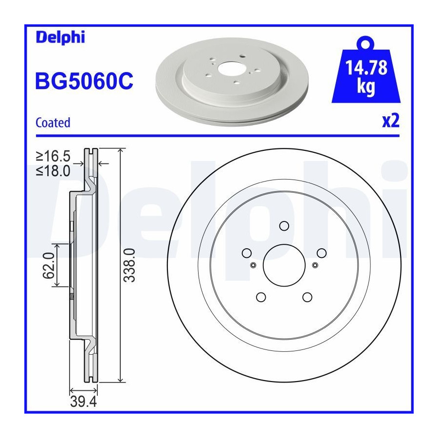 Delphi Disque De Frein Bg5060c Lexus