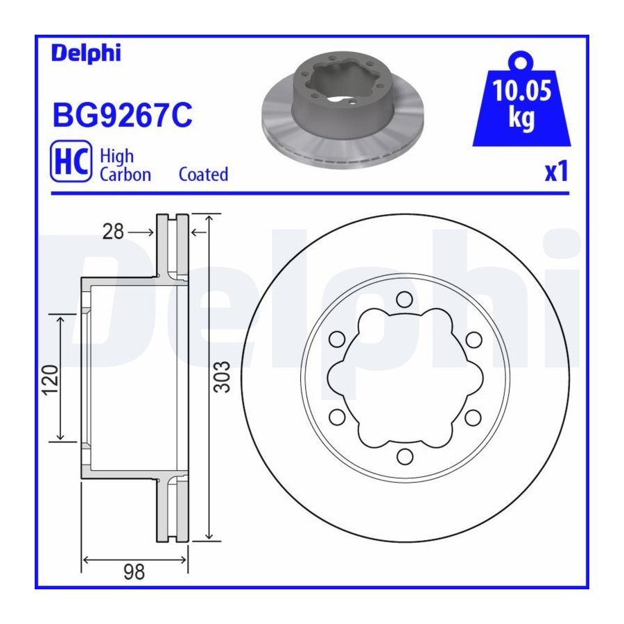 Delphi Disque De Frein Bg9267c Man;Volkswagen