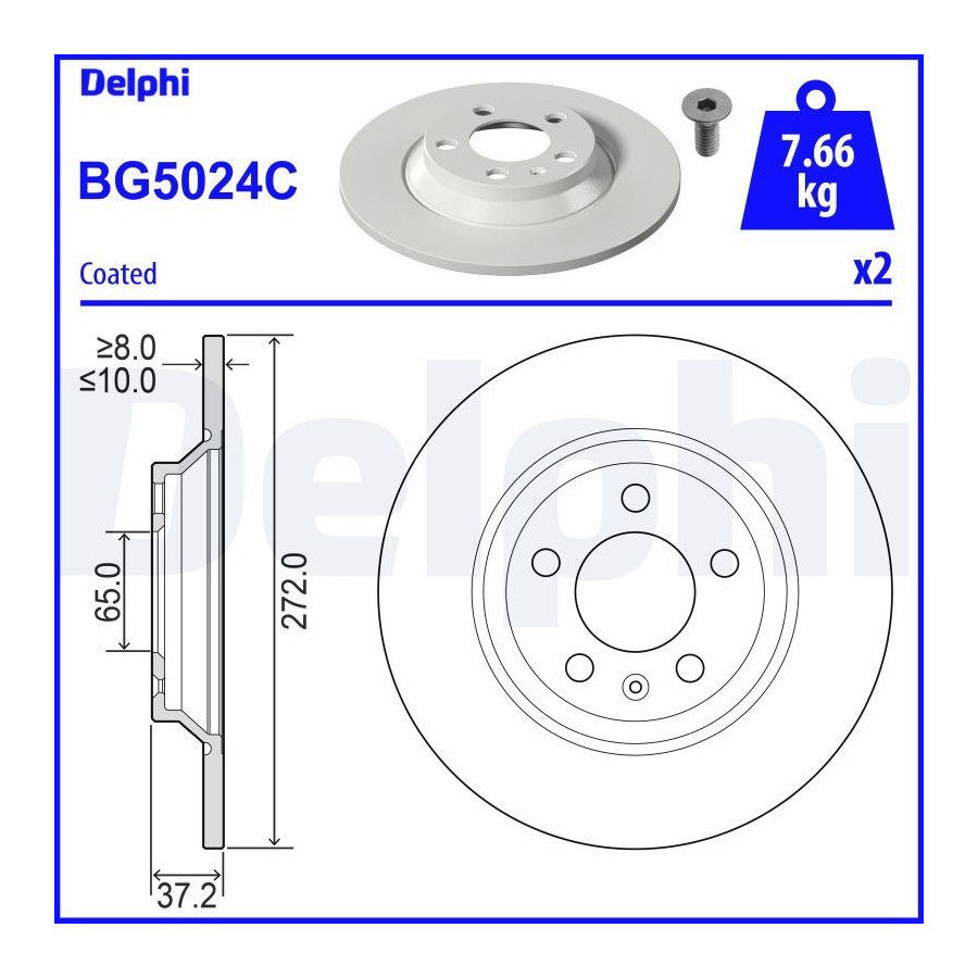 Delphi Disque De Frein Bg5024c Audi;Volkswagen