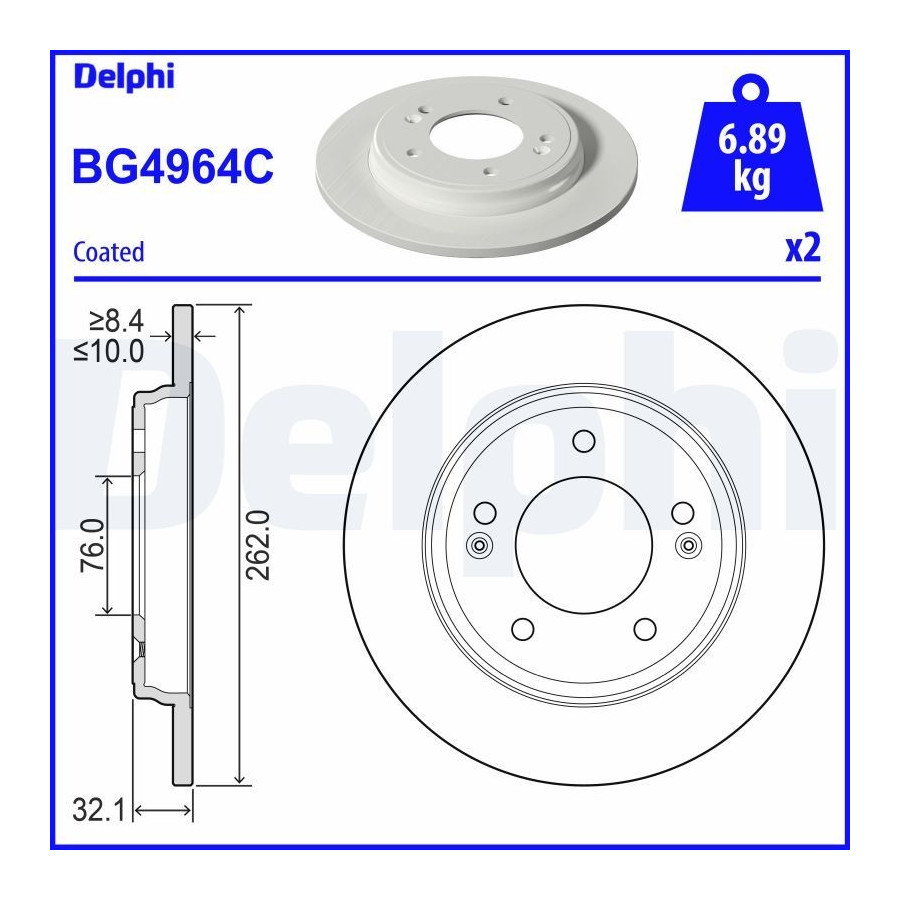 Delphi Disque De Frein Bg4964c Hyundai;Kia
