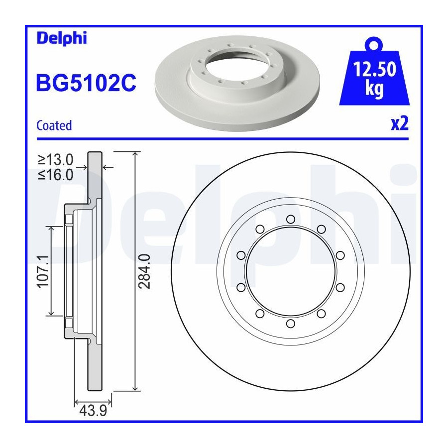Delphi Disque De Frein Bg5102c Ford