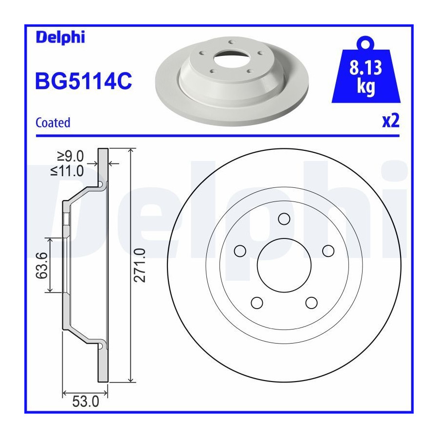 Delphi Disque De Frein Bg5114c Ford