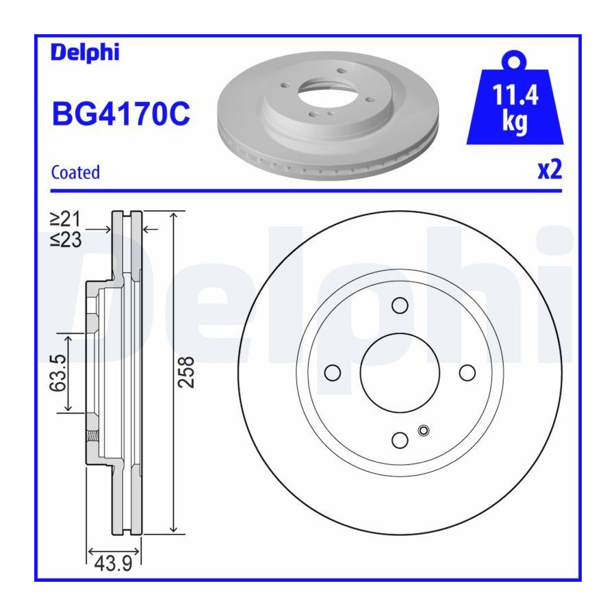Delphi Disque De Frein Bg4170c Ford