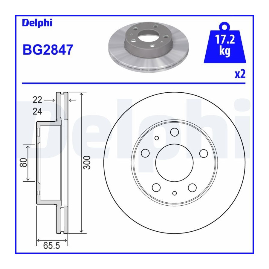 Delphi Disque De Frein Bg2847 Citroen;Fiat;Peugeot