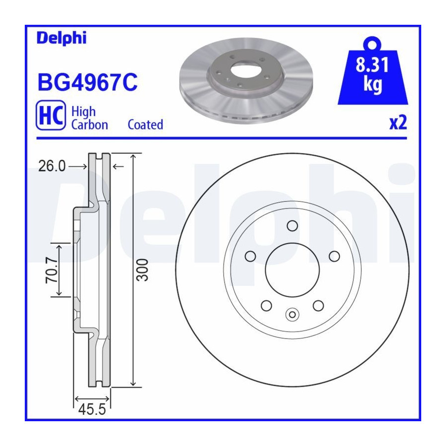 Delphi Disque De Frein Bg4967c Opel;Vauxhall