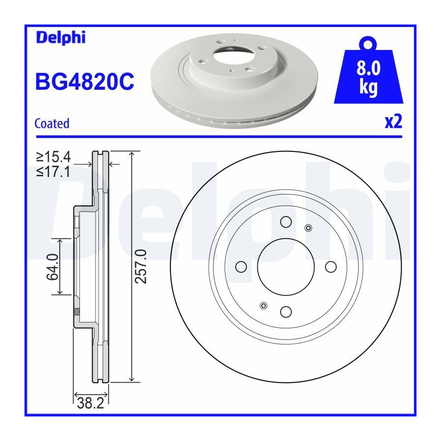 Delphi Disque De Frein Bg4820c Citroen;Mitsubishi;Peugeot