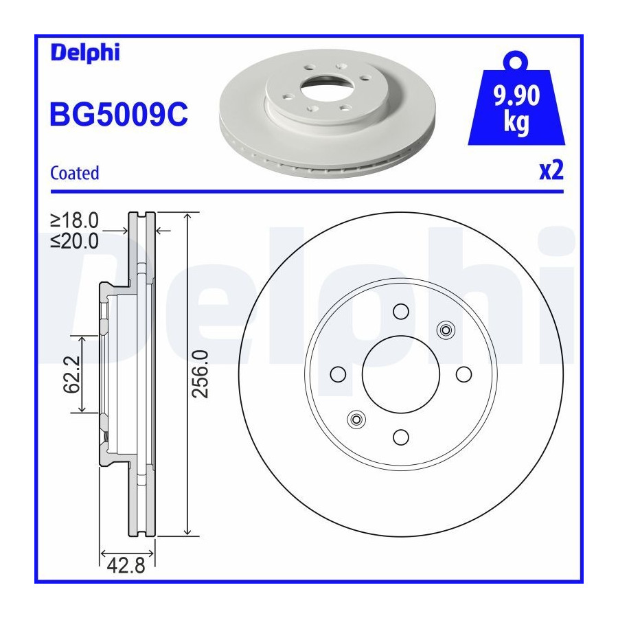 Delphi Disque De Frein Bg5009c Kia