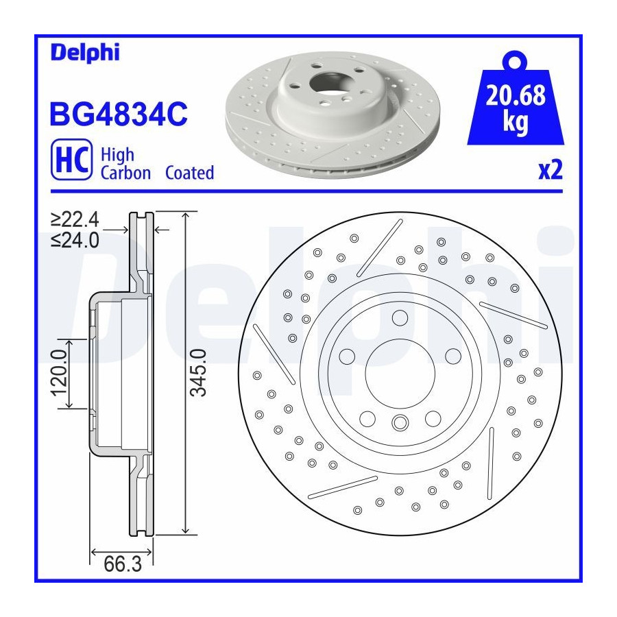 Delphi Disque De Frein Bg4834c Bmw