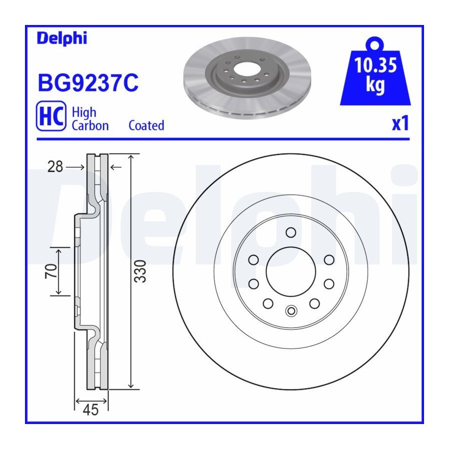 Delphi Disque De Frein Bg9237c Opel