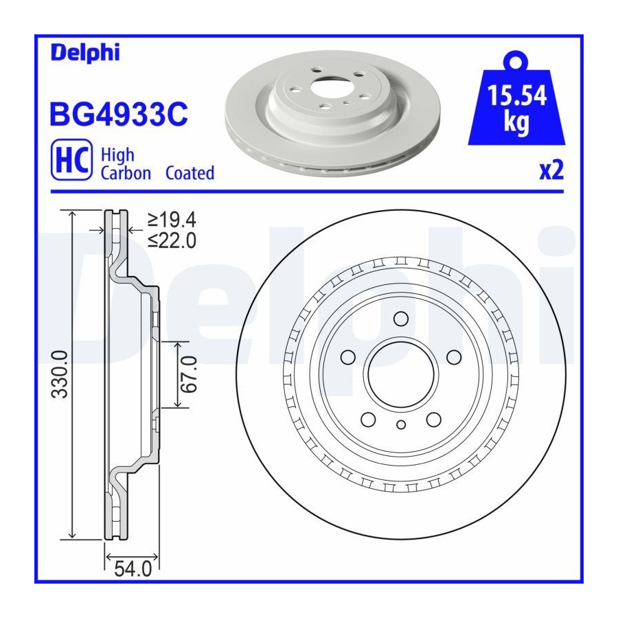 Delphi Disque De Frein Bg4933c Mercedes-Benz