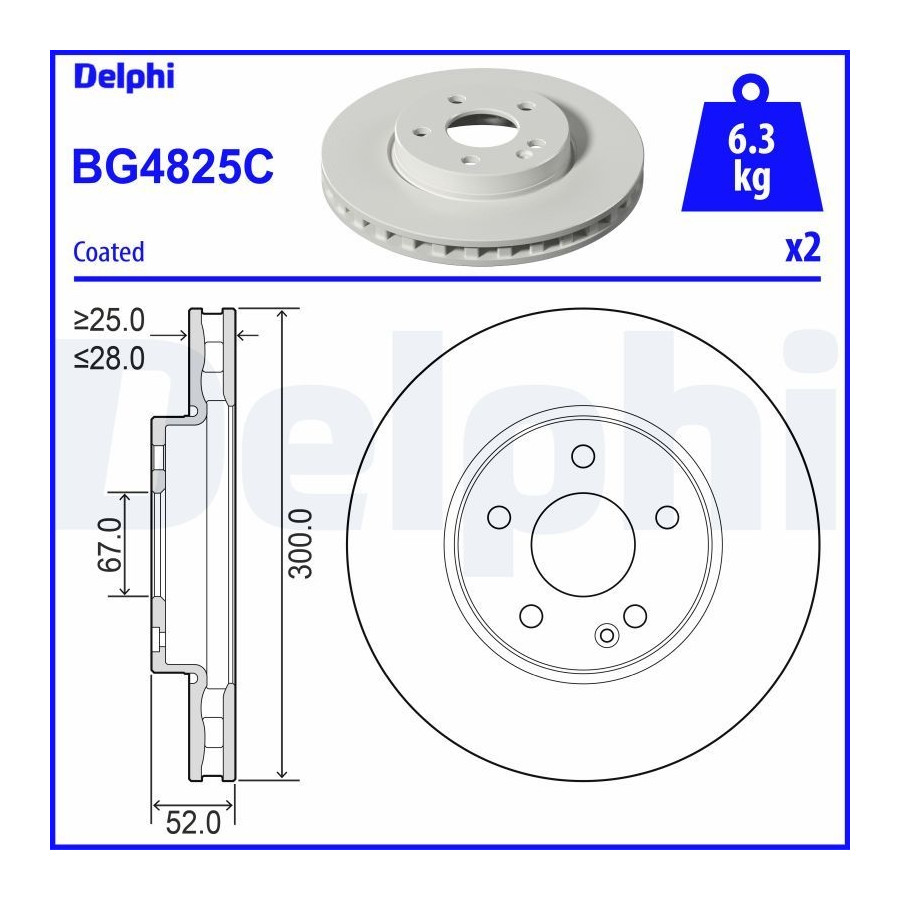 Delphi Disque De Frein Bg4825c Mercedes-Benz