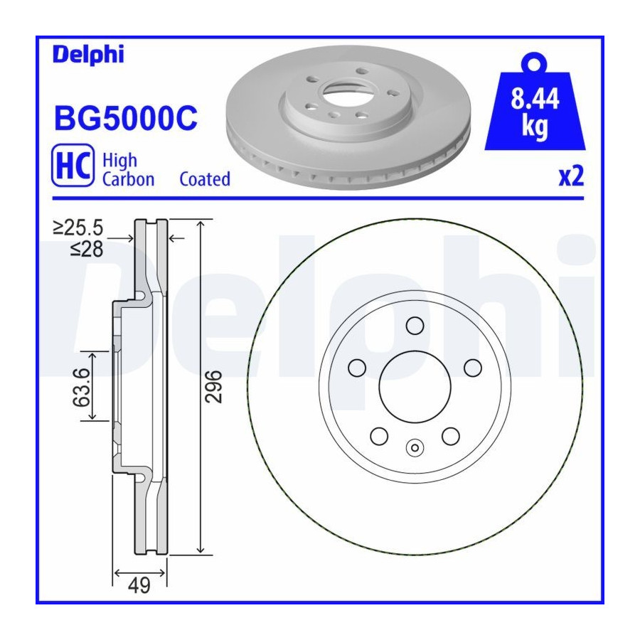 Delphi Disque De Frein Bg5000c Volvo