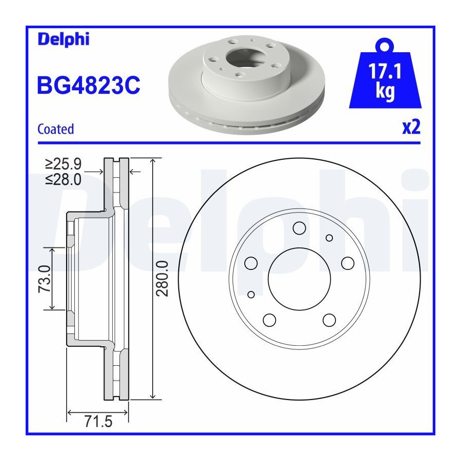 Delphi Disque De Frein Bg4823c Citroen;Fiat;Opel;Peugeot;Toyota
