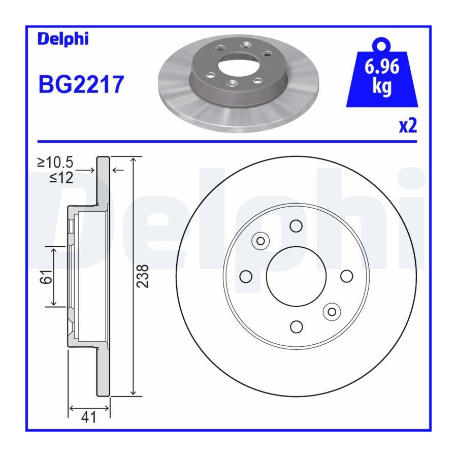Delphi Disque De Frein Bg2217 Dacia;Renault