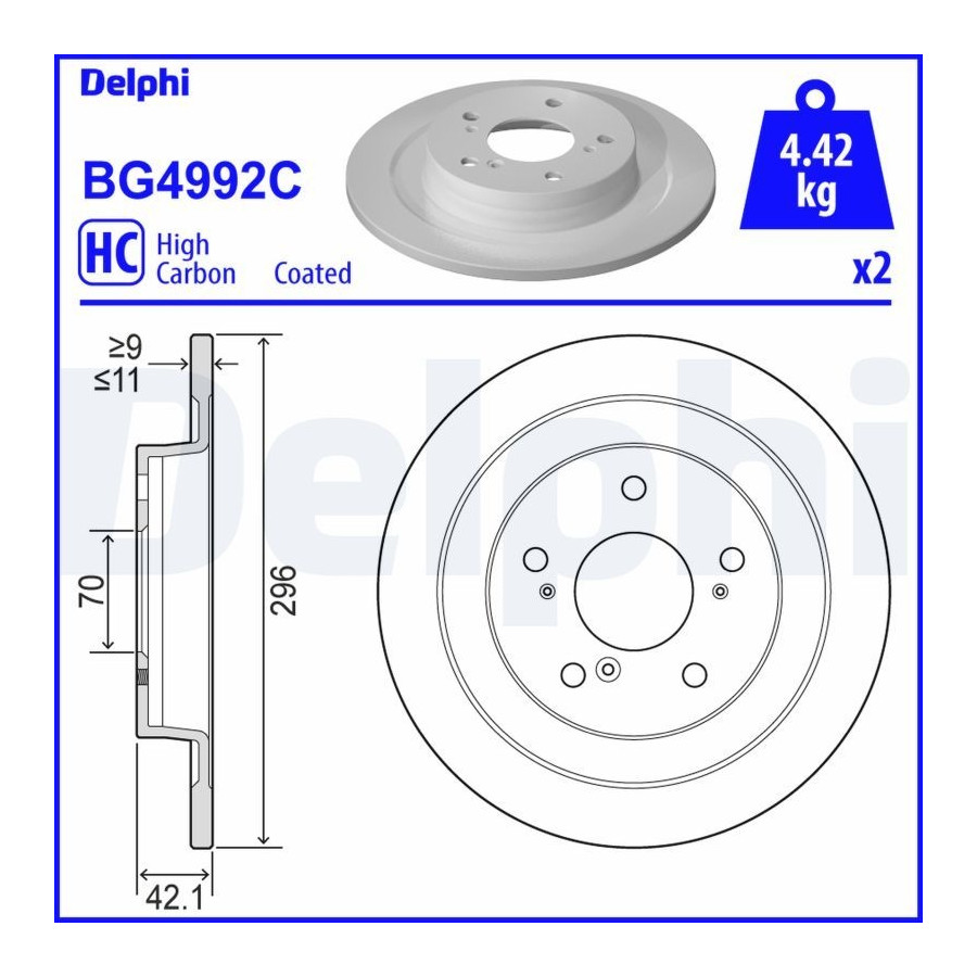 Delphi Disque De Frein Bg4992c Honda