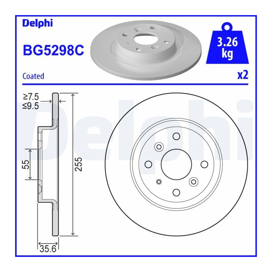 Delphi Disque De Frein Bg5298c Mazda