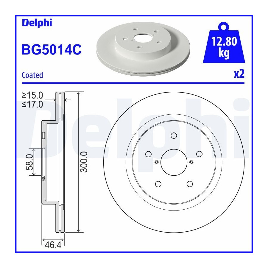 Delphi Disque De Frein Bg5014c Subaru