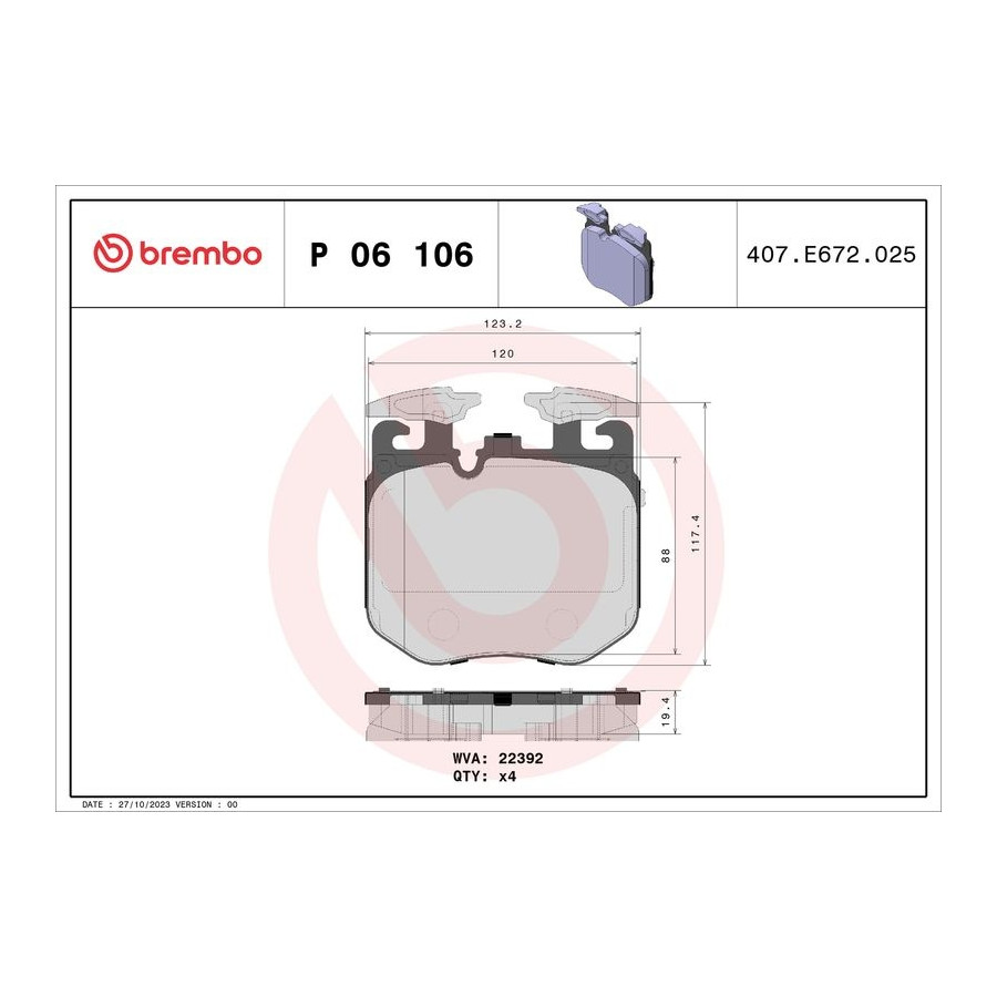 Brembo Kit De Plaquettes De Frein, Frein À Disque P 06 106 - Image 5