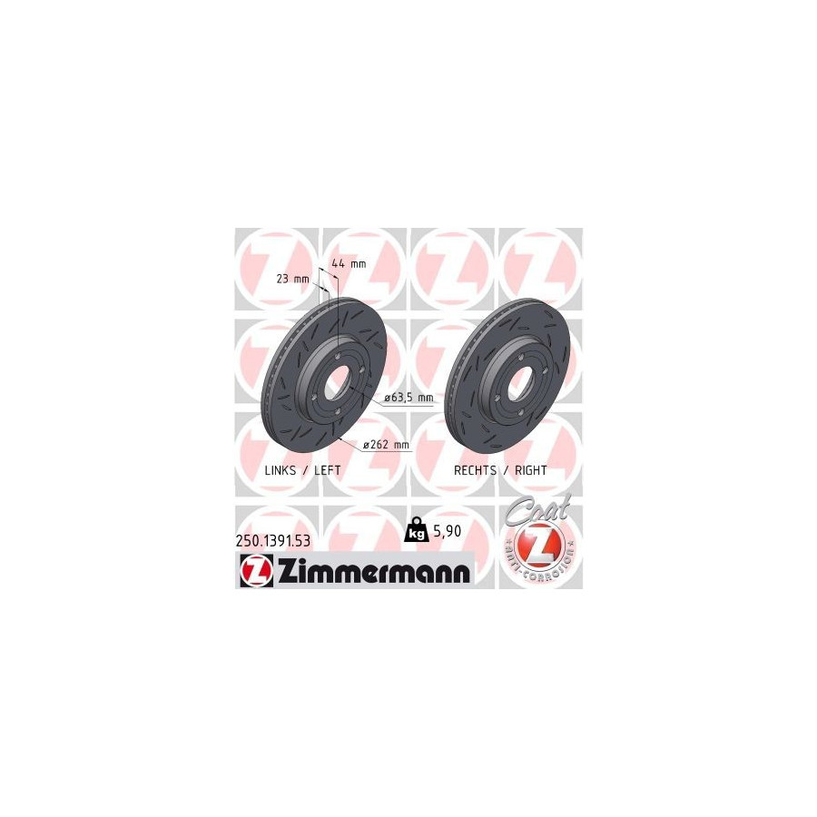 Zimmermann Noir Disque De Frein 250.1391.53 Ford