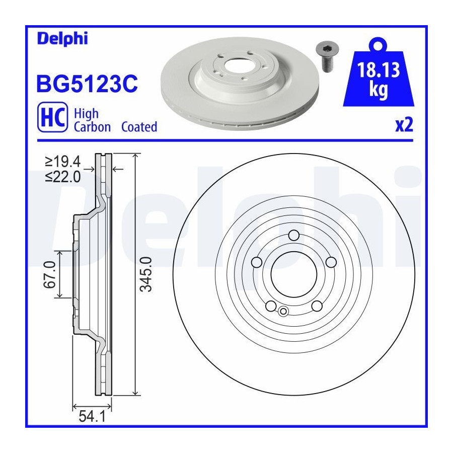 Delphi Disque De Frein Bg5123c Mercedes-Benz