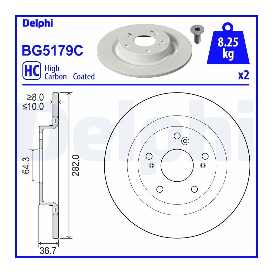 Delphi Disque De Frein Bg5179c Honda