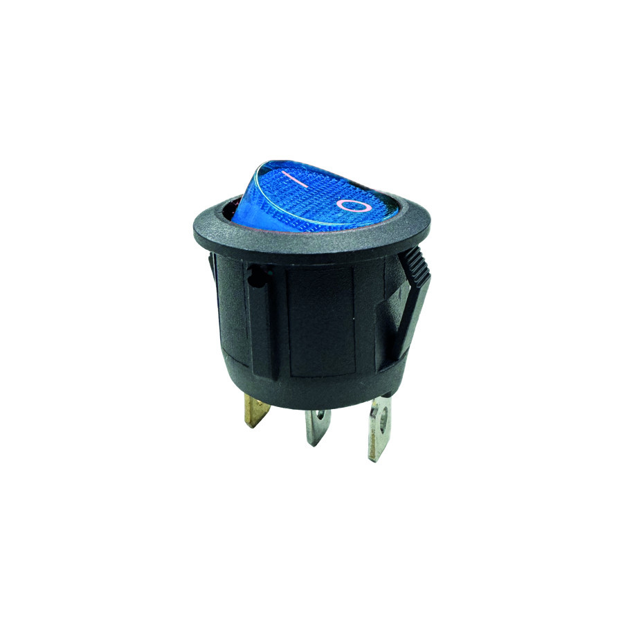 Interrupteur à bascule bleu on - off, 12V, 10A, 20mm, LED sous blister