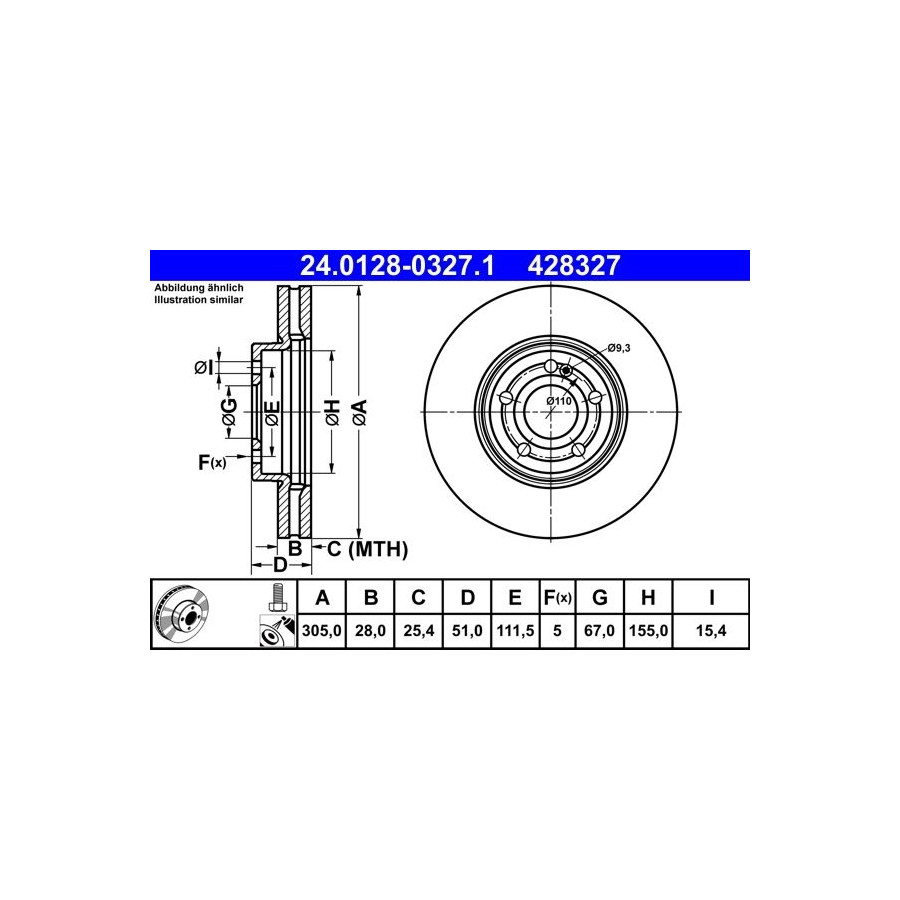 Disque De Frein 24.0128-0327.1 ATE Pour MERCEDES-BENZ - Image 6
