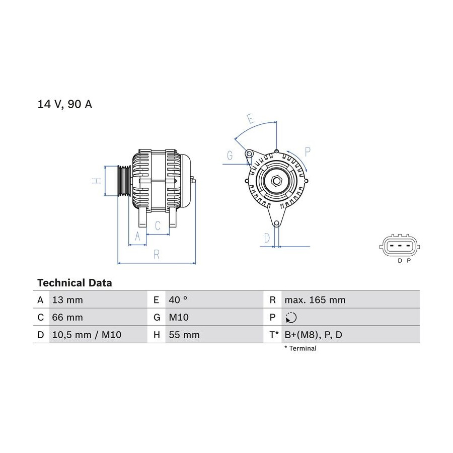 BOSCH  0 986 082 430 Alternateur 14V 90A MAZDA: 3 5 portes