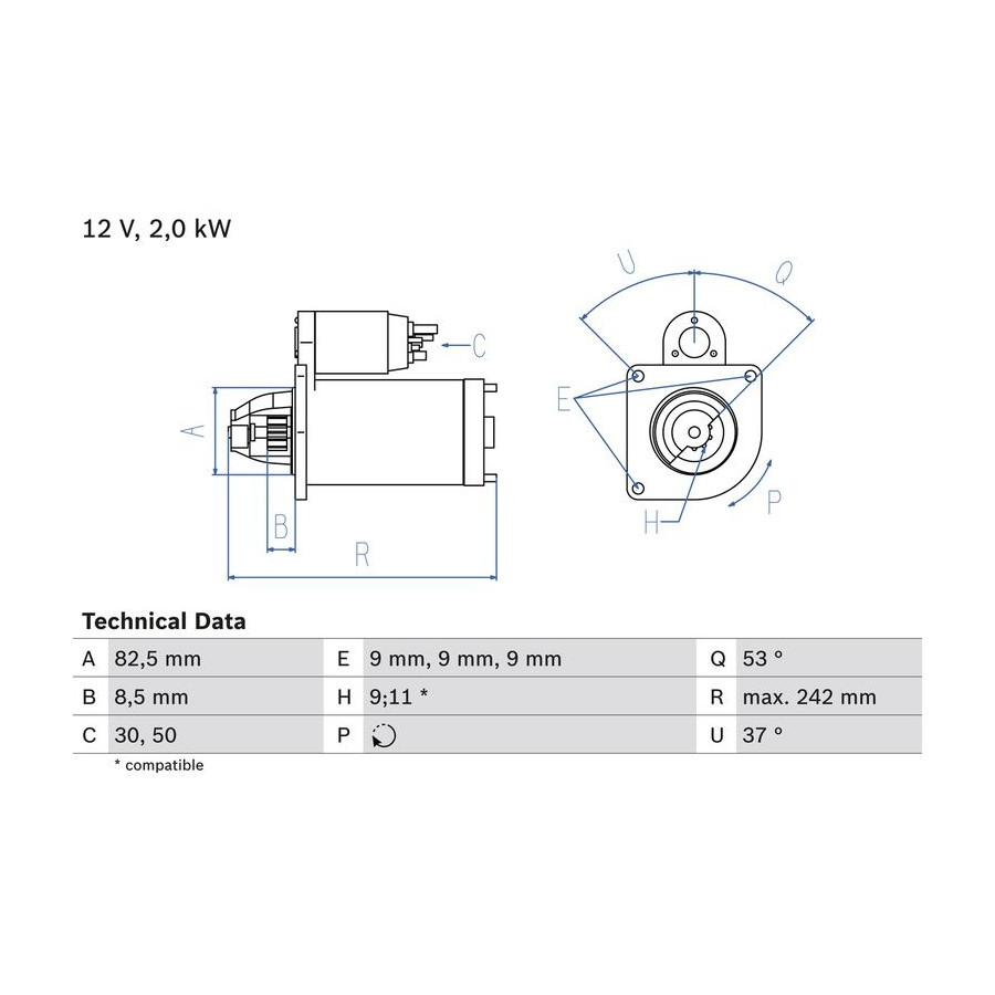 BOSCH Demarreur  0 986 018 450 (X1)