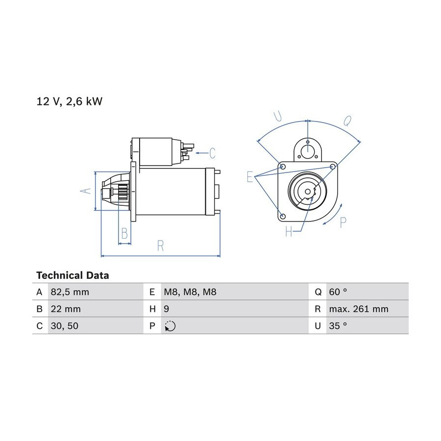 BOSCH Demarreur  0 986 021 041 (X1)