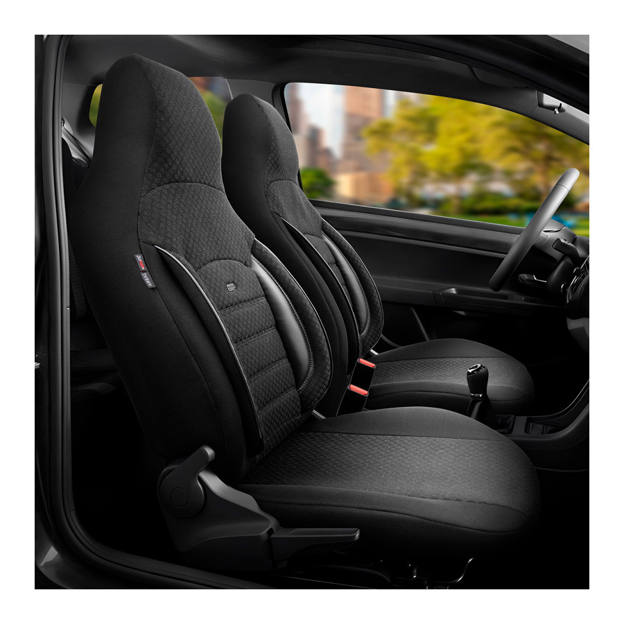Set de housses de siège universelles en tissu CityBug Sport Plus noir - 9 pièces - adapté à l'airbag latéral
